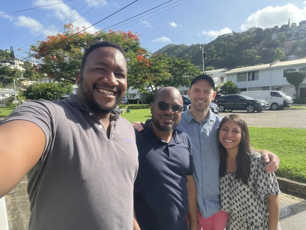 AFSEE Fellows Craig Dube, Kevin Liverpool, Jack Nissan, and Myriam Hernández Vazquez in Trinidad and Tobago. 