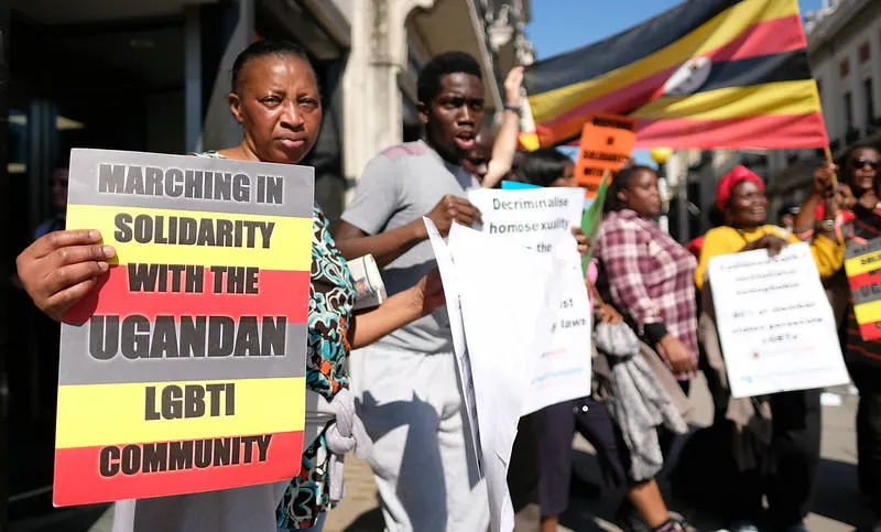 People protesting for LGBTI rights in Uganda