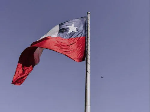 The Chilean flag flapping in the wind