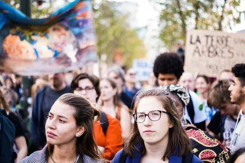 Young people marching