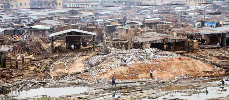 A large slum area