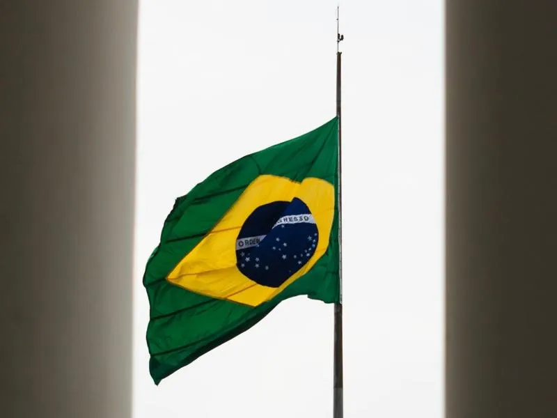 The Brazilian Flag in the wind