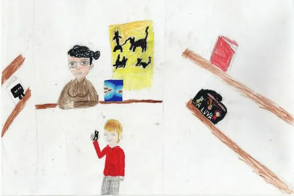 A child's drawing of a shop