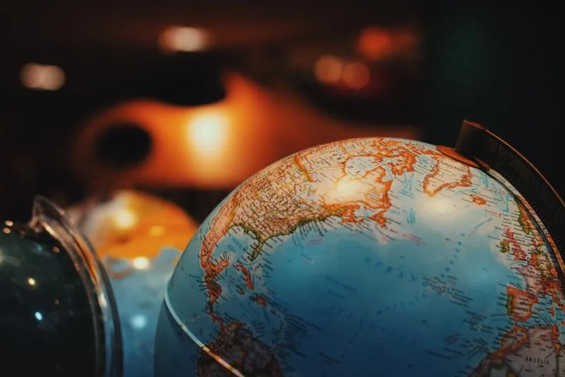 Image of a globe showing the Americas and Europe